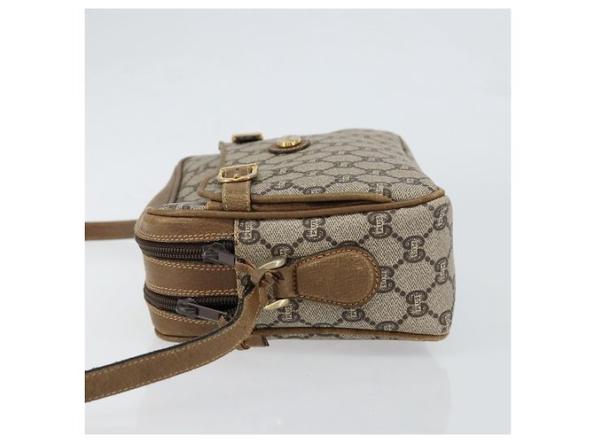 Bolsa de Ombro GUCCI GG Plus Supreme PVC Bege Ouro Auth ep11930 Dourado - vista 4