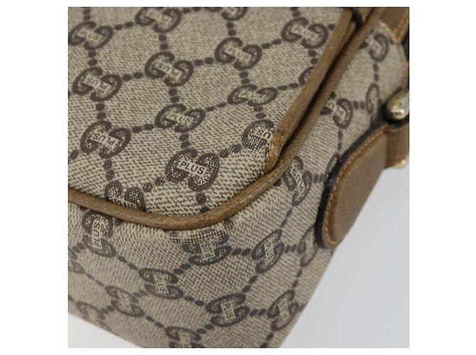 Bolsa de Ombro GUCCI GG Plus Supreme PVC Bege Ouro Auth ep11930 Dourado - vista 9