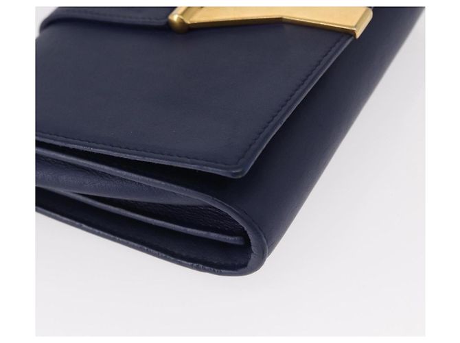 Borsa piccola Y Line Chain in pelle blu e oro Auth BA8058 di SAINT LAURENT D'oro - vista 10