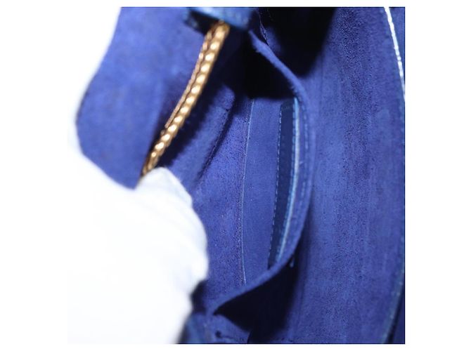 Borsa piccola Y Line Chain in pelle blu e oro Auth BA8058 di SAINT LAURENT D'oro - vista 21
