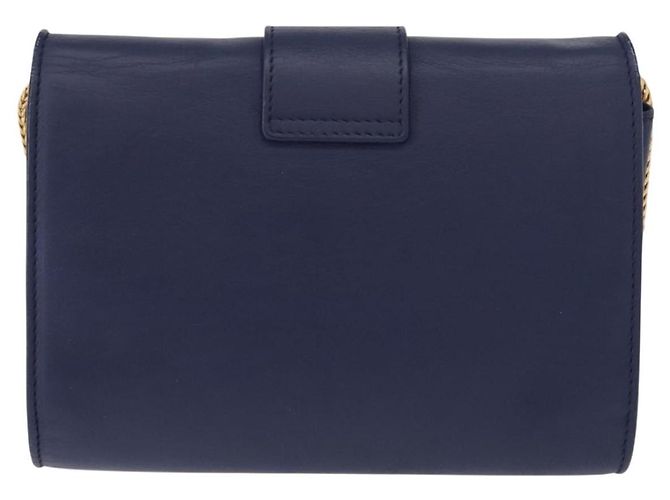 Borsa piccola Y Line Chain in pelle blu e oro Auth BA8058 di SAINT LAURENT D'oro - vista 3
