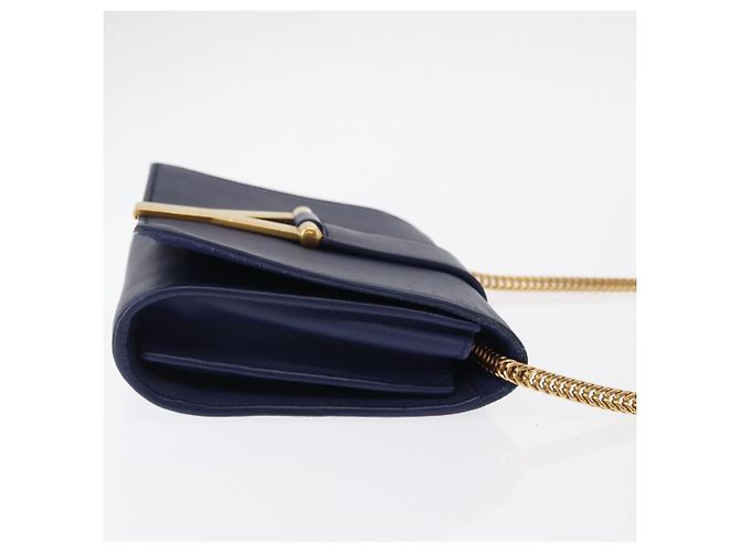 Borsa piccola Y Line Chain in pelle blu e oro Auth BA8058 di SAINT LAURENT D'oro - vista 4