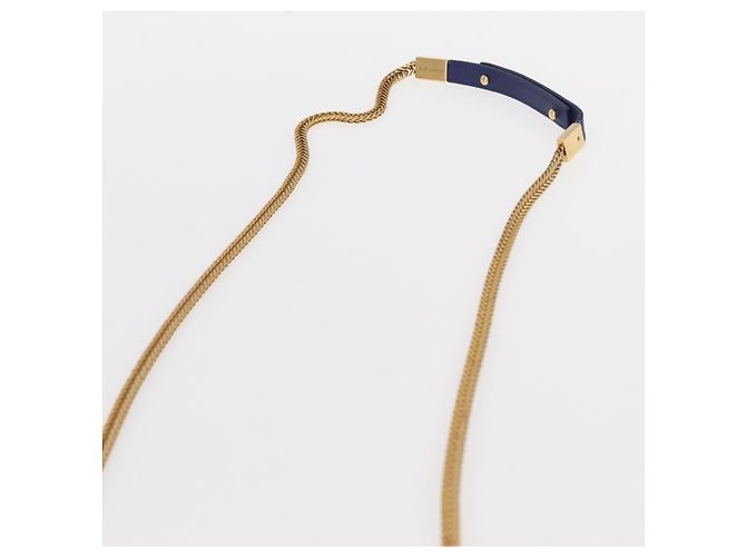 Borsa piccola Y Line Chain in pelle blu e oro Auth BA8058 di SAINT LAURENT D'oro - vista 8