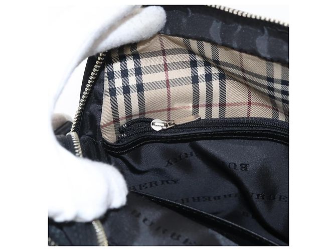 Borsa a Spalla in Nylon Nera e Argento Autentica BURBERRY ka086 Nero - vista 20