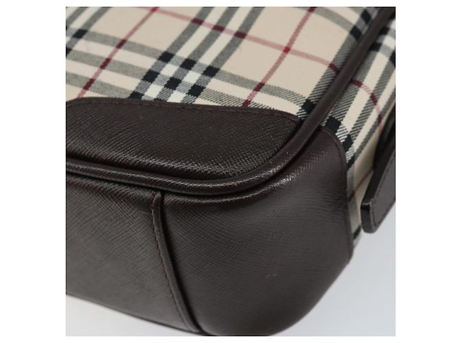 Burberry Borsa a Spalla Nova Check in Tela Beige Argento Autentica ka066 - vista 10