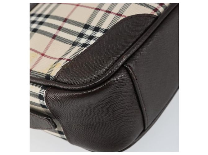 Burberry Borsa a Spalla Nova Check in Tela Beige Argento Autentica ka066 - vista 11