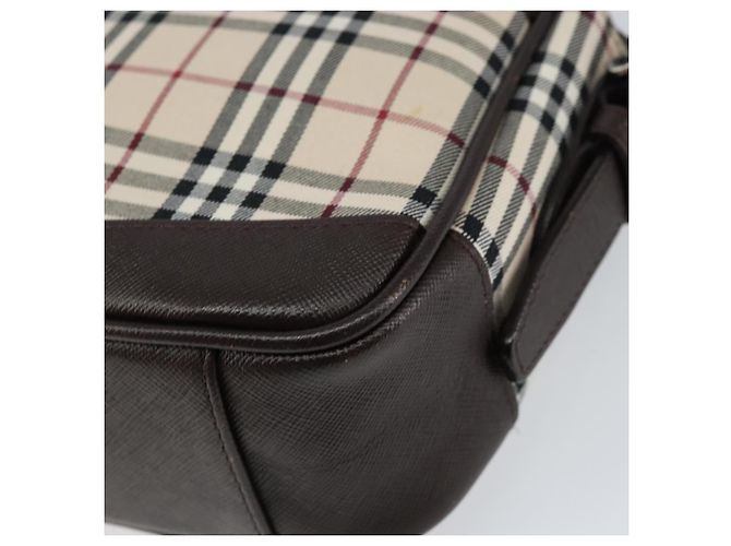 Burberry Borsa a Spalla Nova Check in Tela Beige Argento Autentica ka066 - vista 12