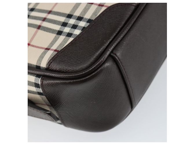 Burberry Borsa a Spalla Nova Check in Tela Beige Argento Autentica ka066 - vista 13