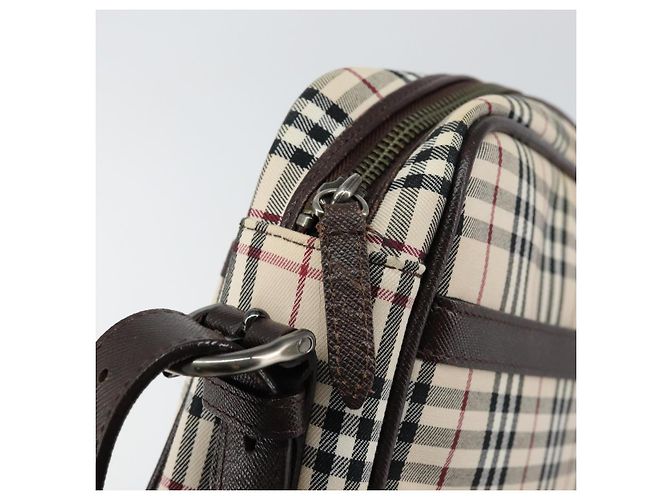 Burberry Borsa a Spalla Nova Check in Tela Beige Argento Autentica ka066 - vista 14