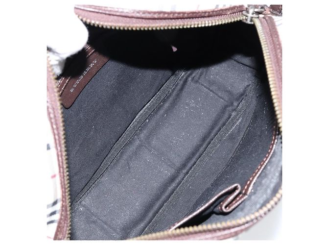 Burberry Borsa a Spalla Nova Check in Tela Beige Argento Autentica ka066 - vista 16
