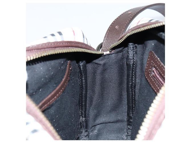 Burberry Borsa a Spalla Nova Check in Tela Beige Argento Autentica ka066 - vista 18