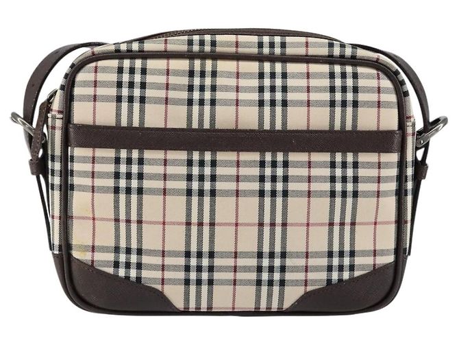 Burberry Borsa a Spalla Nova Check in Tela Beige Argento Autentica ka066 - vista 2