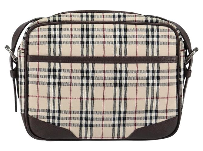 Burberry Borsa a Spalla Nova Check in Tela Beige Argento Autentica ka066 - vista 3