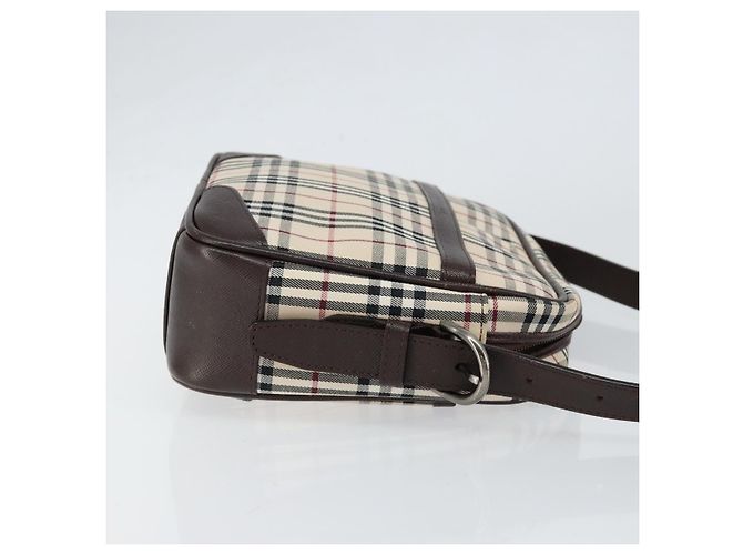 Burberry Borsa a Spalla Nova Check in Tela Beige Argento Autentica ka066 - vista 4