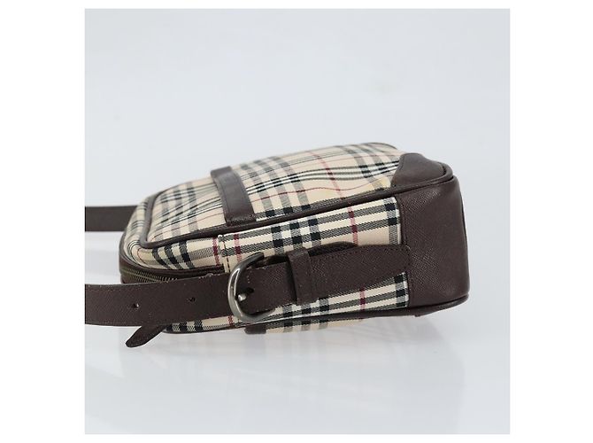 Burberry Borsa a Spalla Nova Check in Tela Beige Argento Autentica ka066 - vista 5