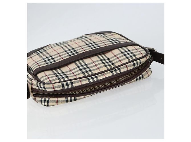 Burberry Borsa a Spalla Nova Check in Tela Beige Argento Autentica ka066 - vista 6