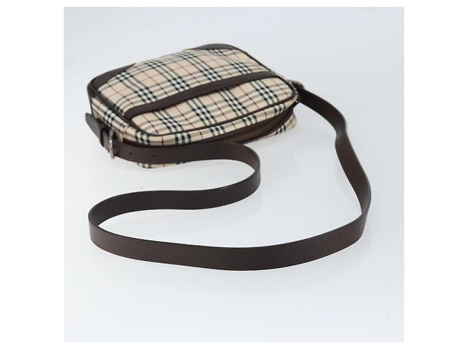 Burberry Borsa a Spalla Nova Check in Tela Beige Argento Autentica ka066 - vista 7