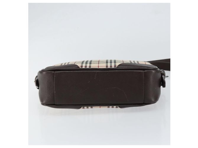 Burberry Borsa a Spalla Nova Check in Tela Beige Argento Autentica ka066 - vista 9