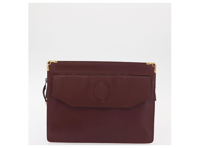 CARTIER Borsa Clutch Must Line in Pelle 2 Pezzi Bordeaux Auth bs31274 Bordò - vista 10
