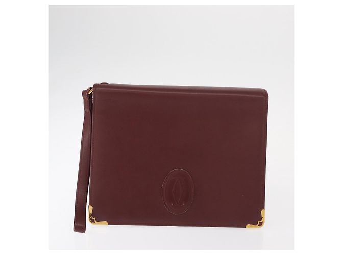 CARTIER Borsa Clutch Must Line in Pelle 2 Pezzi Bordeaux Auth bs31274 Bordò - vista 2