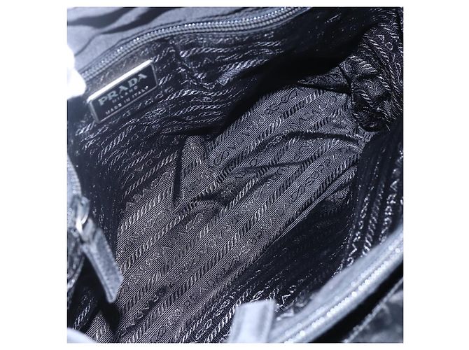 Borsa Tote PRADA in nylon nero argento Auth bs31175 - vista 10
