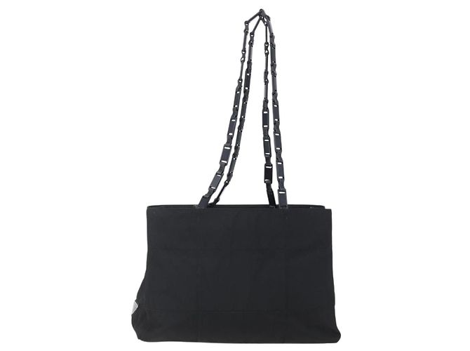 Borsa Tote PRADA in nylon nero argento Auth bs31175 - vista 13