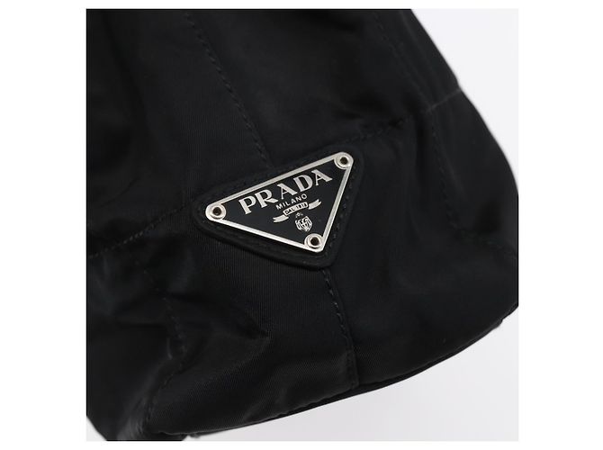 Borsa Tote PRADA in nylon nero argento Auth bs31175 - vista 17