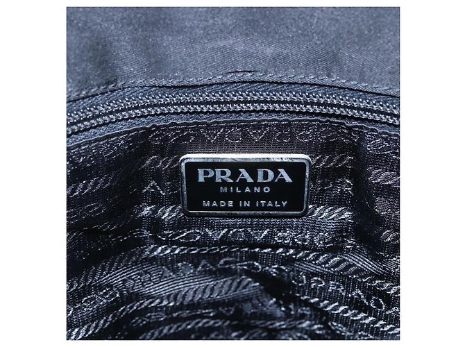 Borsa Tote PRADA in nylon nero argento Auth bs31175 - vista 18