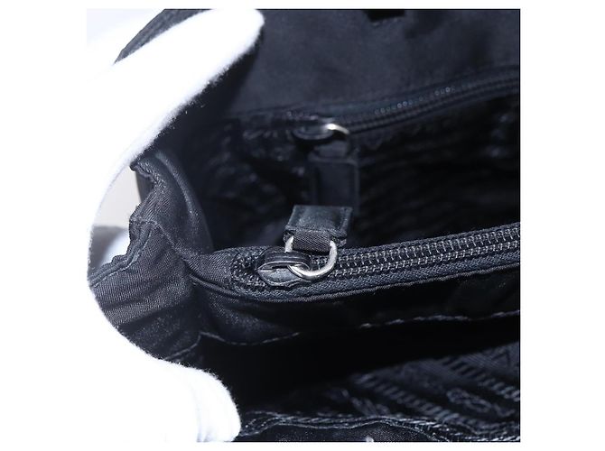 Borsa Tote PRADA in nylon nero argento Auth bs31175 - vista 19