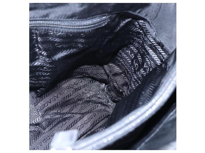 Borsa Tote PRADA in nylon nero argento Auth bs31175 - vista 20