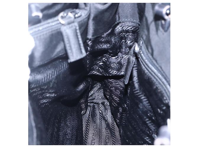 Borsa Tote PRADA in nylon nero argento Auth bs31175 - vista 21