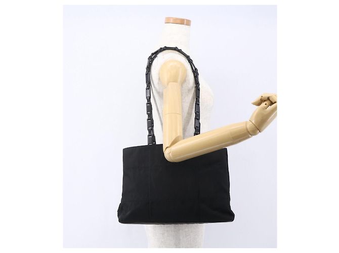 Borsa Tote PRADA in nylon nero argento Auth bs31175 - vista 24