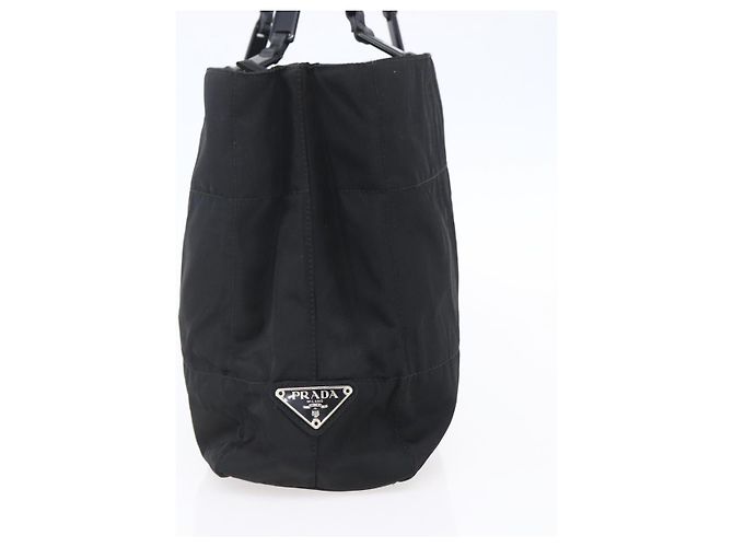 Borsa Tote PRADA in nylon nero argento Auth bs31175 - vista 3