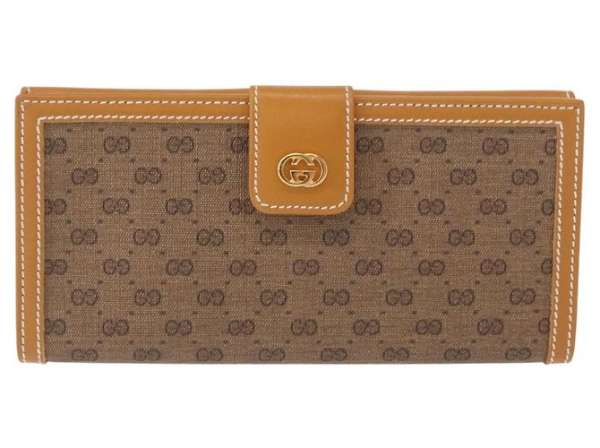 GUCCI Cartera Larga Micro GG Supreme PVC Beige Oro 035 001 0758 Auth am9600V - vista 2