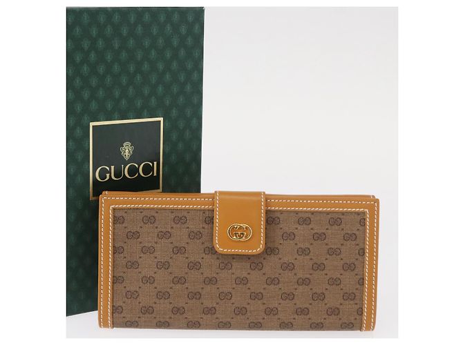 GUCCI Cartera Larga Micro GG Supreme PVC Beige Oro 035 001 0758 Auth am9600V - vista 20