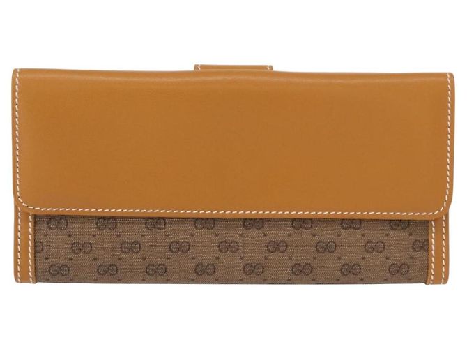 GUCCI Cartera Larga Micro GG Supreme PVC Beige Oro 035 001 0758 Auth am9600V - vista 3