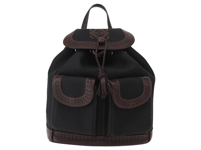 Zaino LOEWE in tela PVC nero e oro Auth 150809 D'oro - vista 13