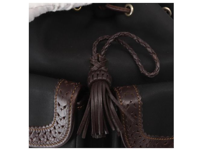 Zaino LOEWE in tela PVC nero e oro Auth 150809 D'oro - vista 18