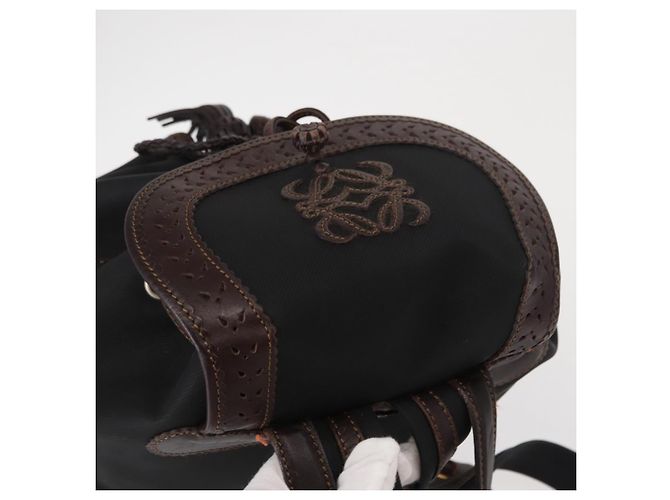 Zaino LOEWE in tela PVC nero e oro Auth 150809 D'oro - vista 6