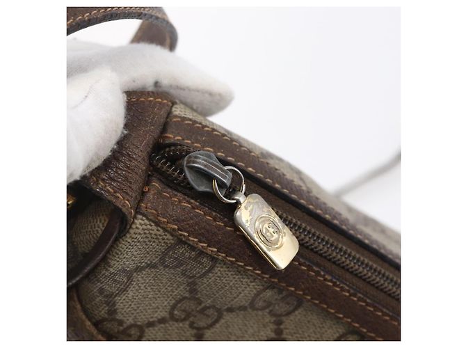 Borsa Gucci GG Supreme Web Sherry Line PVC Beige Oro Rosso 89 02 032 Auth SW1762 D'oro - vista 15