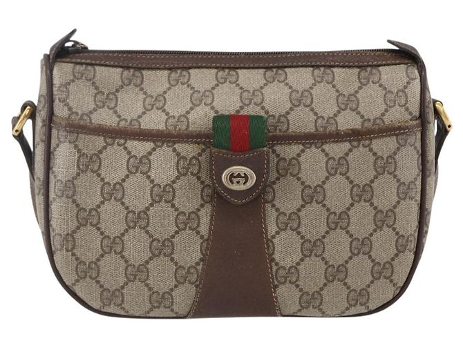 Borsa Gucci GG Supreme Web Sherry Line PVC Beige Oro Rosso 89 02 032 Auth SW1762 D'oro - vista 2