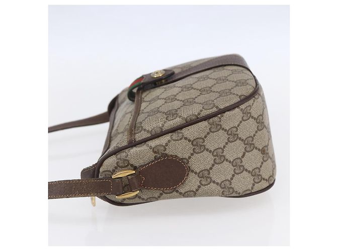 Borsa Gucci GG Supreme Web Sherry Line PVC Beige Oro Rosso 89 02 032 Auth SW1762 D'oro - vista 4