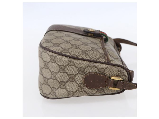 Borsa Gucci GG Supreme Web Sherry Line PVC Beige Oro Rosso 89 02 032 Auth SW1762 D'oro - vista 5