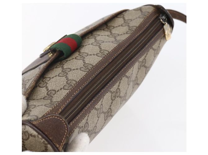 Borsa Gucci GG Supreme Web Sherry Line PVC Beige Oro Rosso 89 02 032 Auth SW1762 D'oro - vista 6