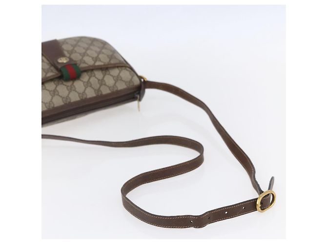 Borsa Gucci GG Supreme Web Sherry Line PVC Beige Oro Rosso 89 02 032 Auth SW1762 D'oro - vista 7