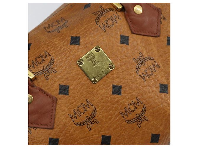 Borsa MCM Logogram Vicetos in pelle PVC marrone e oro Auth BA7689 D'oro - vista 15