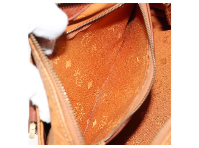 Borsa MCM Logogram Vicetos in pelle PVC marrone e oro Auth BA7689 D'oro - vista 20