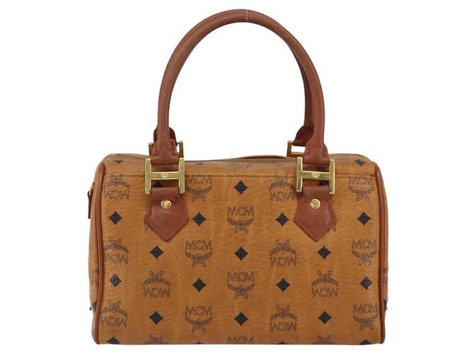 Borsa MCM Logogram Vicetos in pelle PVC marrone e oro Auth BA7689 D'oro - vista 3
