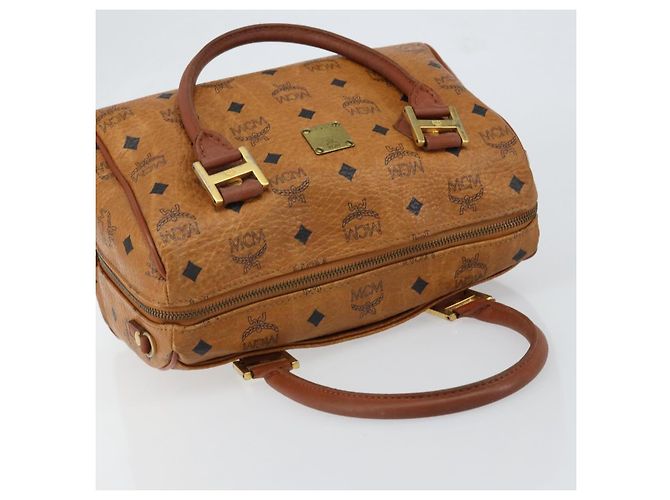 Borsa MCM Logogram Vicetos in pelle PVC marrone e oro Auth BA7689 D'oro - vista 6