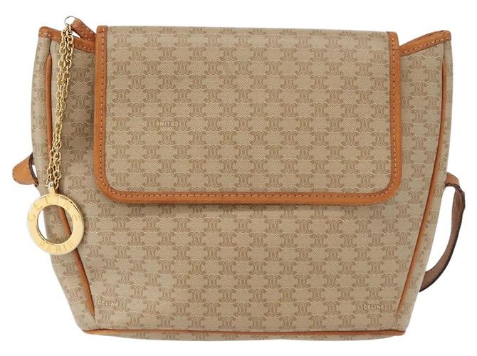 Céline Borsa a Spalla in Tela Macadam CELINE PVC Beige Oro Auth 152081 D'oro - vista 13